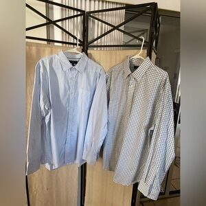 2 Lot Banana Republic non-iron classic fit long sleeve dress shirts checkered XL